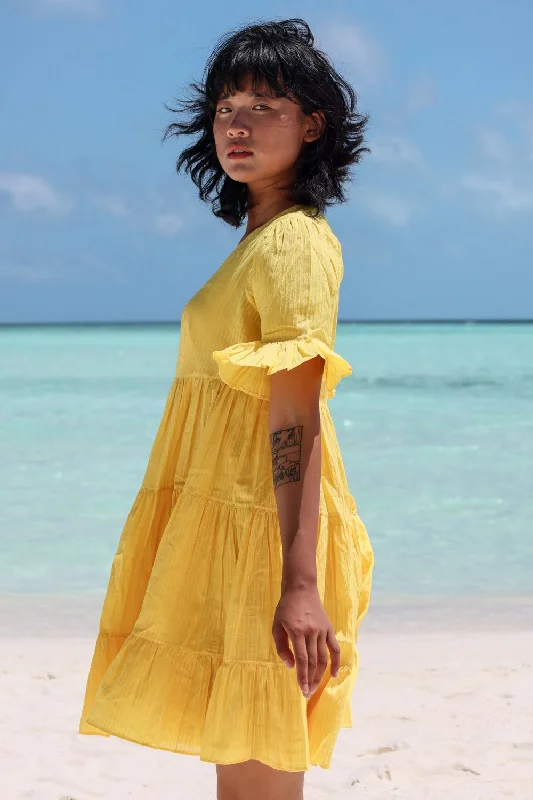 Signature Style Essentials V Neck Princess Tier dress with frill detailing