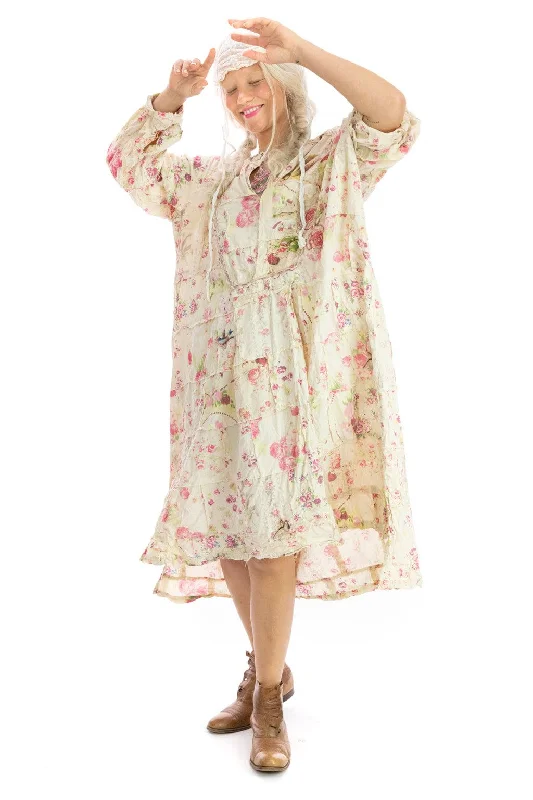 Trendy Street Style Clothing Floral Patchwork Prairie Dress