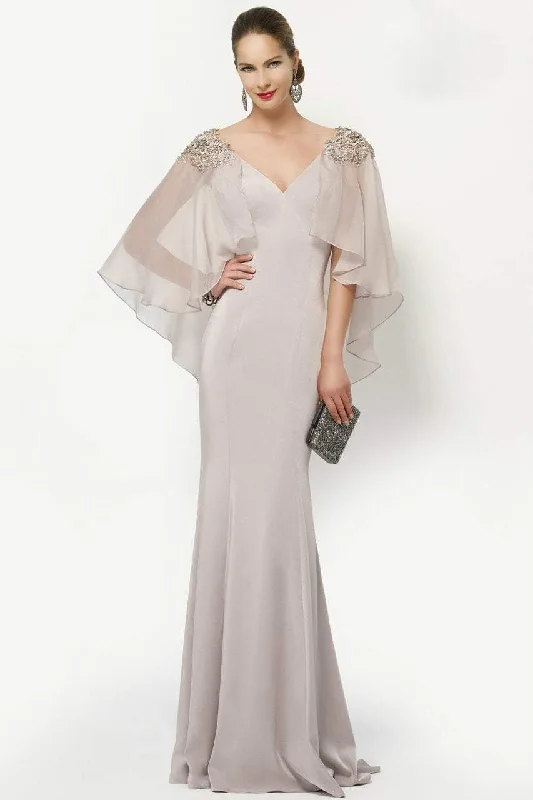 Bold Fashion Alyce Paris - Embellished V-Neck Mother of the Bride Gown with Sheer Capelet 27170