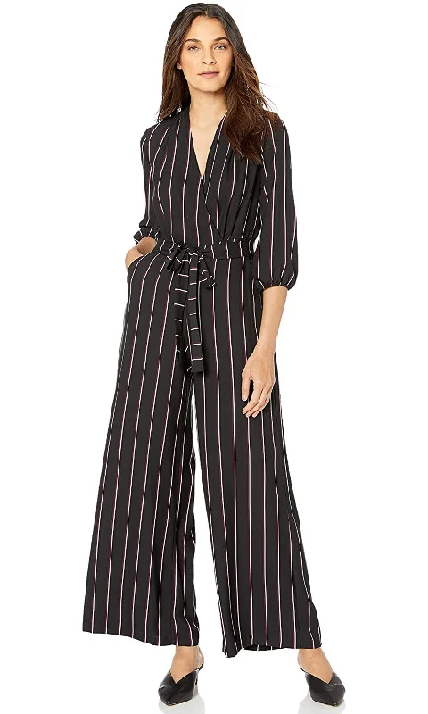 End Of Season Clearance Gabby Skye - 91139MGSC Quarter Sleeve Stripe V-Neck Jumpsuit