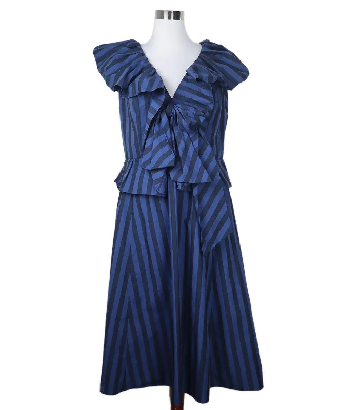 Affordable Women's Clothing Carolina Herrera Blue & Black Striped Dress sz 12