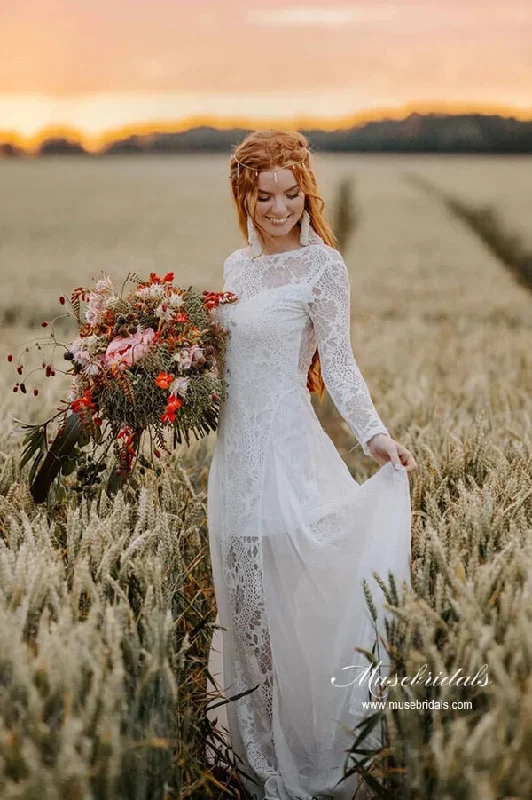 Women’s Fashion Essentials Roycebridal A-line Scoop Neck Backless Long Sleeves Lace Wedding Dresses, MW989 Women’s Fashion Essentials Roycebridal A-line Scoop Neck Backless Long Sleeves Lace Wedding Dresses, MW989
