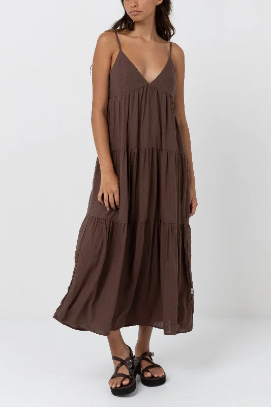 Bundle Offer Classic Tiered Midi Dress Chocolate