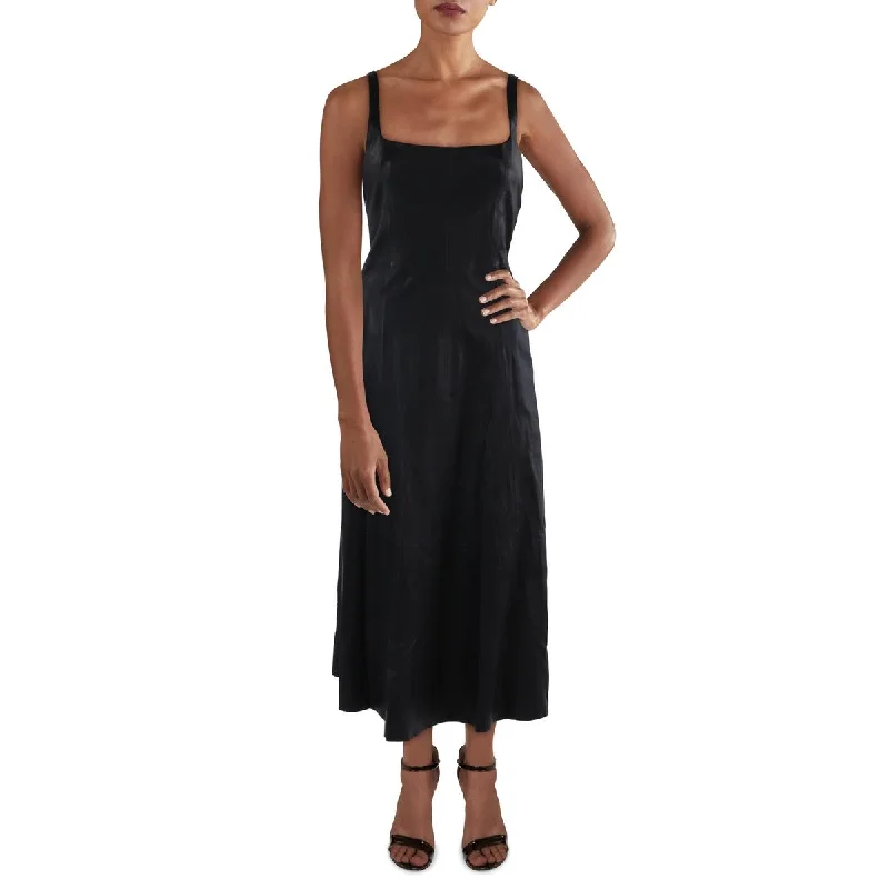 Best Online Women's Boutiques Vince Womens Leather Sleeveless Midi Dress