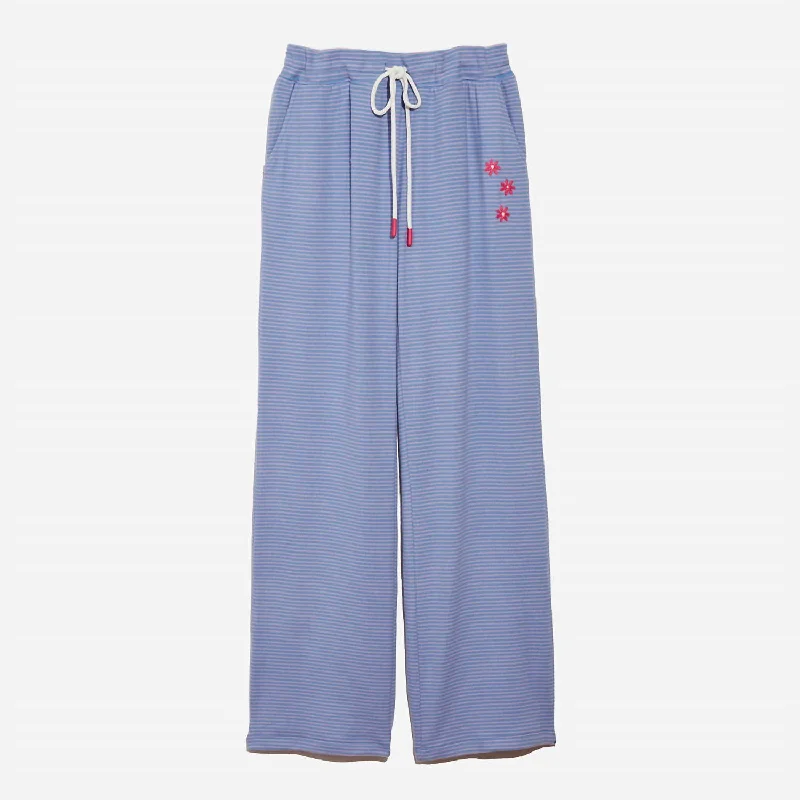 Minimalist Women’s Fashion Clothing Happy Stripe Sweatpant In Glacier Blue