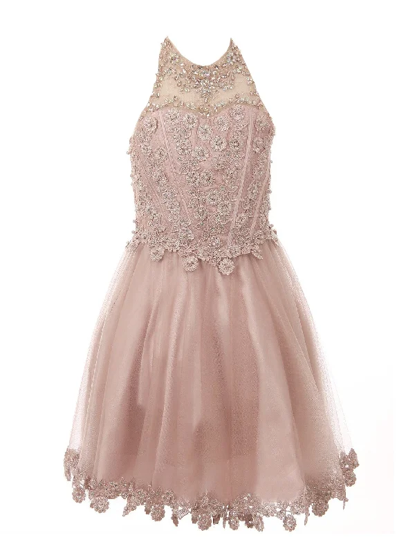 Flash Sale Now Little Girls Dusty Rose Halter Neck Rhinestone Sequin Flower Girl Dress 4-6 Flash Sale Now Little Girls Dusty Rose Halter Neck Rhinestone Sequin Flower Girl Dress 4-6