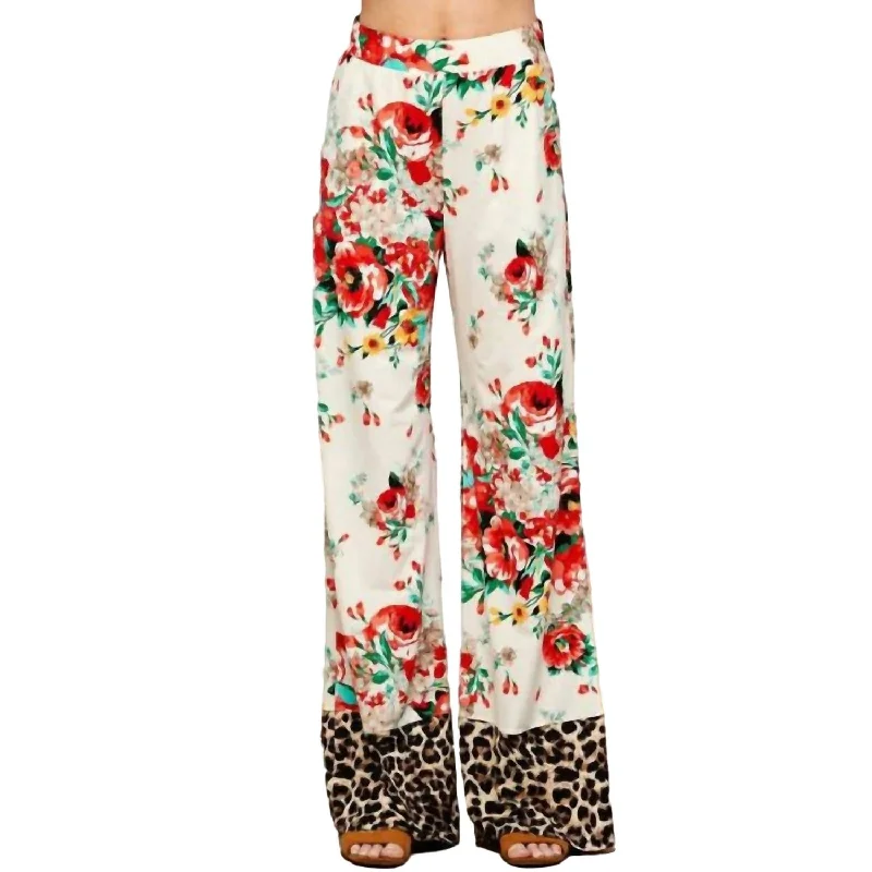 Stylish Savings Women's Palazzo Pants In Floral/leopard