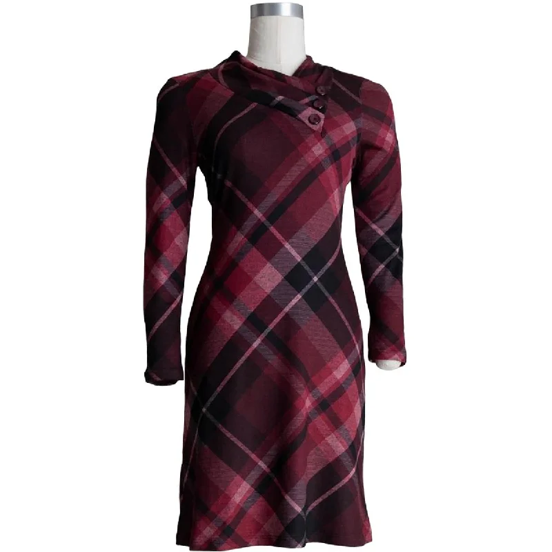 Vibrant Femme Fashion Connected Apparel Womens Pleated Button Trim Midi Dress