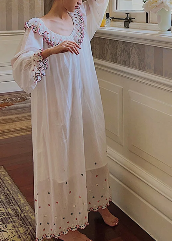 Women's Clothing Sale Online French White V Neck Embroidered Floral Maxi Dresses Long Sleeve Women's Clothing Sale Online French White V Neck Embroidered Floral Maxi Dresses Long Sleeve