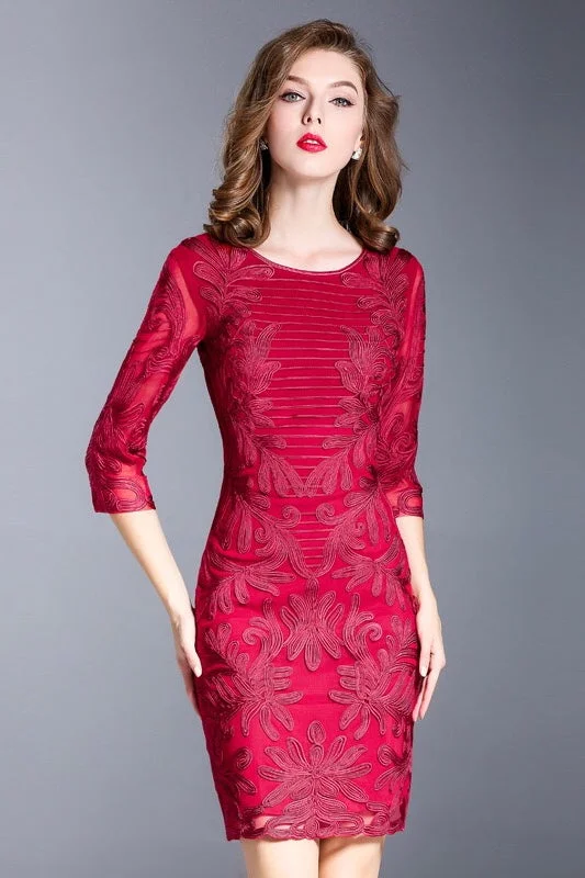 Trendy Aesthetics Floral Embroidered Lace Dress