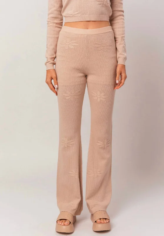 Limited Time Flower Detail Sweater Pants In Taupe