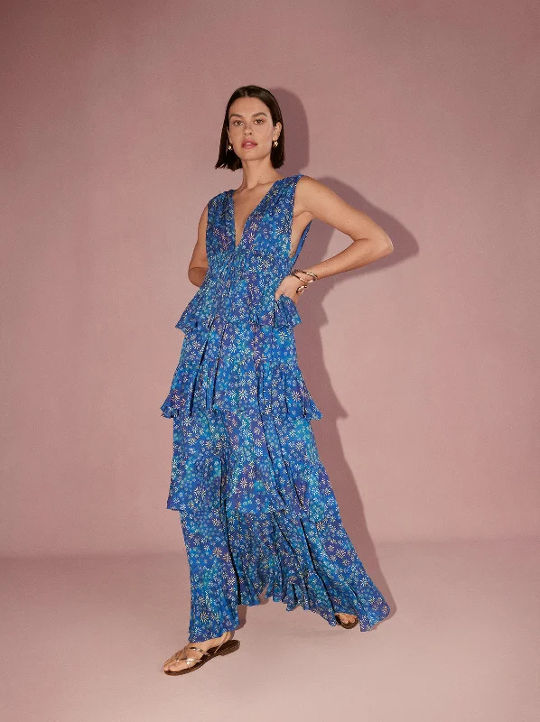 Trendy Street Style Laetitia Midnight Constellation Print Maxi Dress