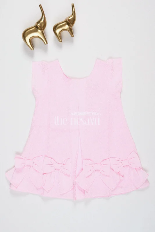Best Online Women's Boutiques Baby Girls Pink Cotton A-Line Frock with Bow and Ruffled Hem for Summer Events Best Online Women's Boutiques Baby Girls Pink Cotton A-Line Frock with Bow and Ruffled Hem for Summer Events