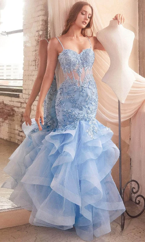 Trendy Street Style Clothing Ladivine CC8915 - Embroidered Sleeveless Mermaid Prom Gown