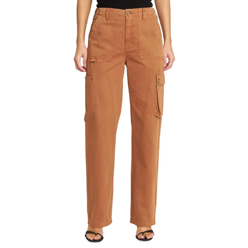 New Arrival Discounts Cassie Cargo High Rise Pant In Spicy Brown