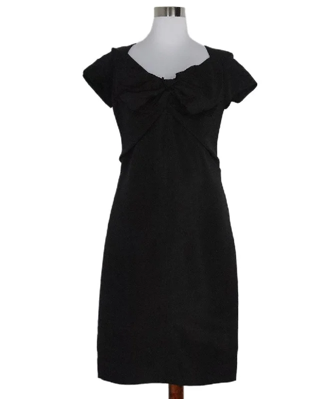 Chic Women's Garments Oscar De La Renta Black Silk Bow Dress sz 8