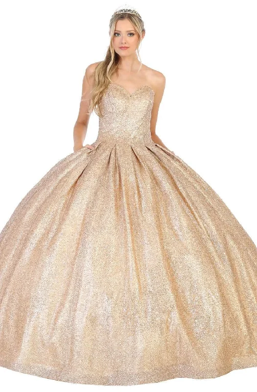 Chic Styles May Queen - LK138 Strapless Sweetheart Pleated Ballgown