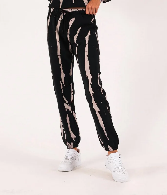 Flash Sale Clothing Bleach Tie Dye Gym Sweatpants In Black/cream