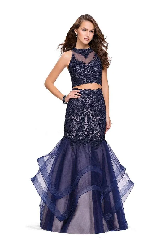 Bold and Elegant Women’s Fashion La Femme Gigi - 26071 Sheer High Halter Two-Piece Mermaid Gown Bold and Elegant Women’s Fashion La Femme Gigi - 26071 Sheer High Halter Two-Piece Mermaid Gown