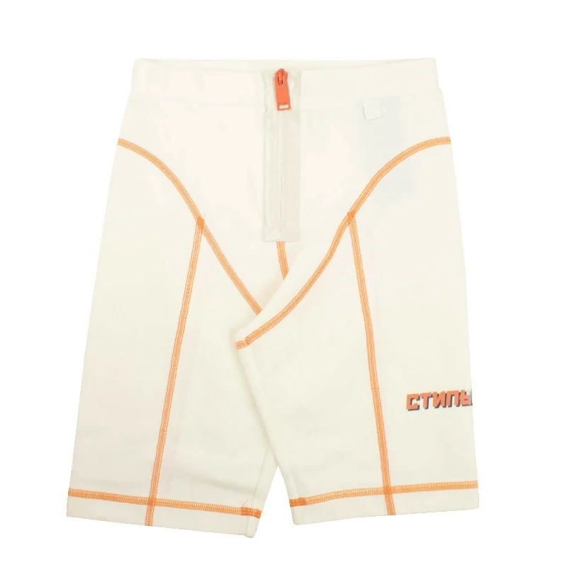 Women Wear Brands Heron Preston Stitch Biker Shorts - White/Orange