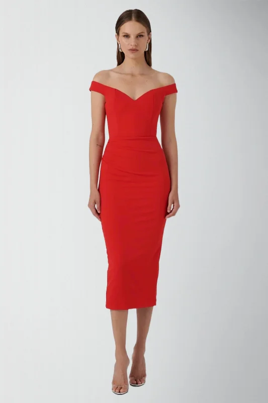 End of Season Sale EFFIE KATS Womens AAMI Midi Dress - Red
