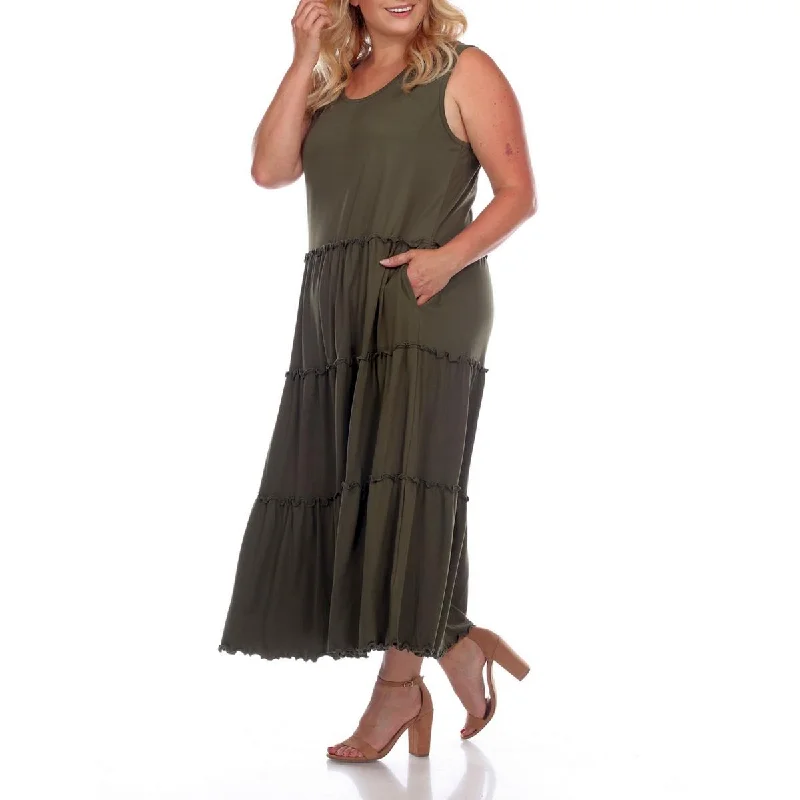 Clothing Sale White Mark Womens Plus Tiered Calf Midi Dress