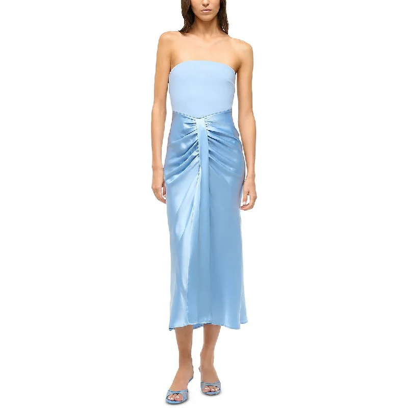 Seasonal Picks STAUD Womens Bow Strapless Midi Dress