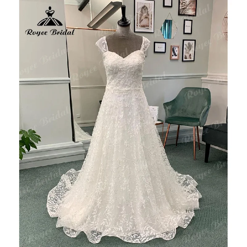 Fashion Forward Vinatge Off Shoulder Full Lace Sweetheart Neck Wedding Dress for Bride Wedding Gown with Detachable Cap Sleeve Roycebridal Fashion Forward Vinatge Off Shoulder Full Lace Sweetheart Neck Wedding Dress for Bride Wedding Gown with Detachable Cap Sleeve Roycebridal