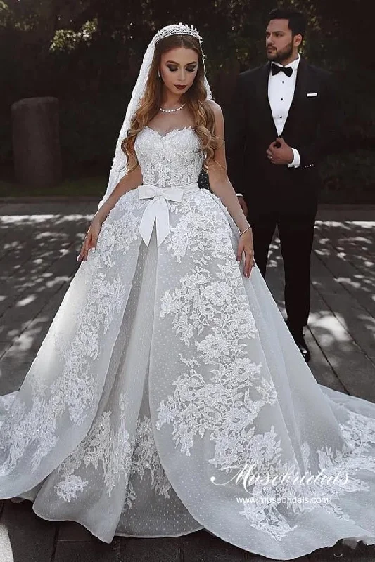 Limited Time Offers Roycebridal Luxury Tulle Ball Gown Sweetheart Wedding Dresses With Lace Appliques, MW987