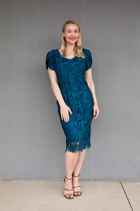 Women's Vintage Clothes Lyman - 239394 Teal Lace Dress