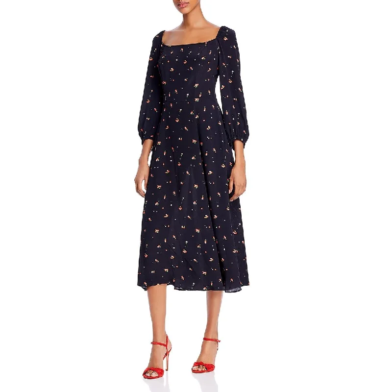Colorful Clothing Ghost London Womens Joy Scoop Neck Printed Midi Dress