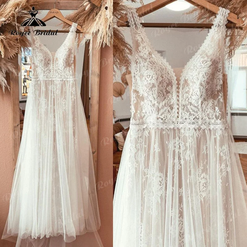 Special Offer For You Boheme V Neck Lace Boho Wedding Dress Backless 2025 Robe Mariee Civil Vintage Wedding Gowns for Bridal Vestidos de Nova Beach Special Offer For You Boheme V Neck Lace Boho Wedding Dress Backless 2025 Robe Mariee Civil Vintage Wedding Gowns for Bridal Vestidos de Nova Beach