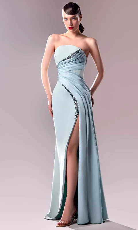 Comfort Centric Apparel MNM Couture G1608 - Strapless Crystal Bead Embellished Gown