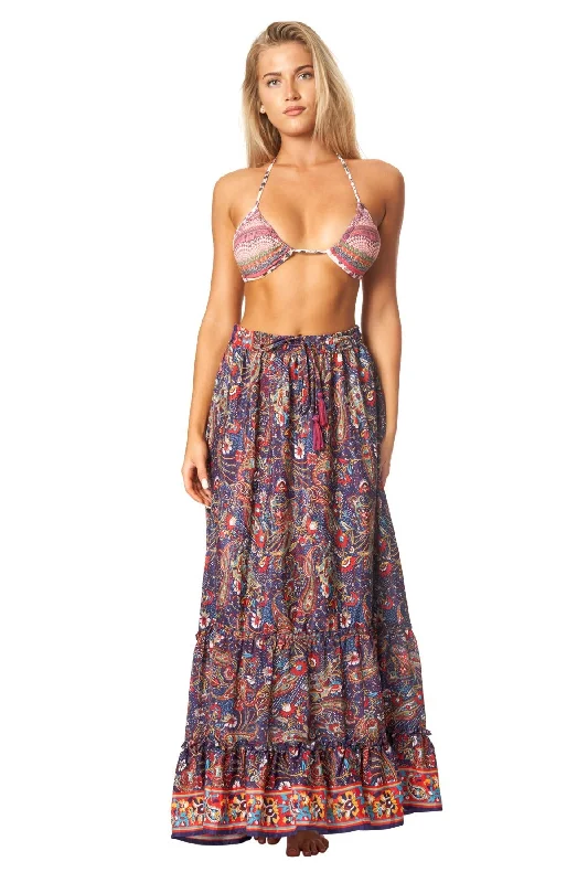 Fashion Essentials Boho Positano Inspired Floral Maxi Skirt