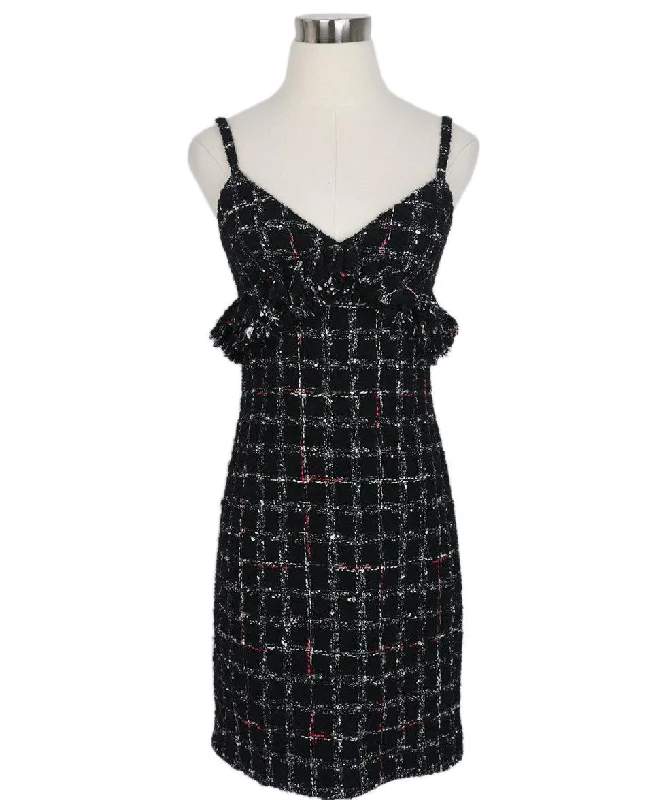 Huge Markdowns Chanel Black White & Red Tweed Dress sz 2