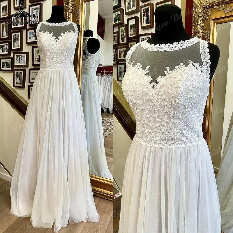 Special Offers, Don't Miss A Line Boho Lace Bodice Beach Sleeveless Wedding Gowns for Women 2025 Robe Bridal Dress Illusion Vestidos De Novia Roycebridal Special Offers, Don't Miss A Line Boho Lace Bodice Beach Sleeveless Wedding Gowns for Women 2025 Robe Bridal Dress Illusion Vestidos De Novia Roycebridal