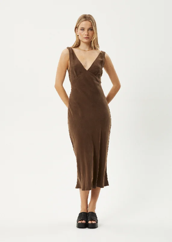 Latest Trends AFENDS Womens Gia - Cupro Maxi Dress - Coffee