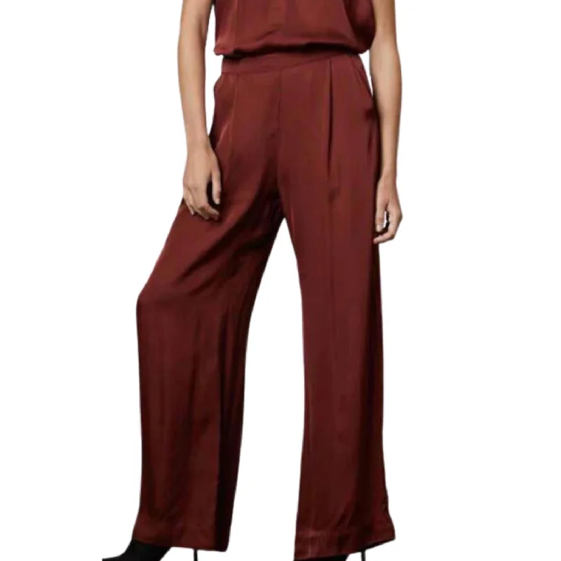 Fresh Styles, Fresh Deals Livi Satin Wide Leg Pant In Ruby