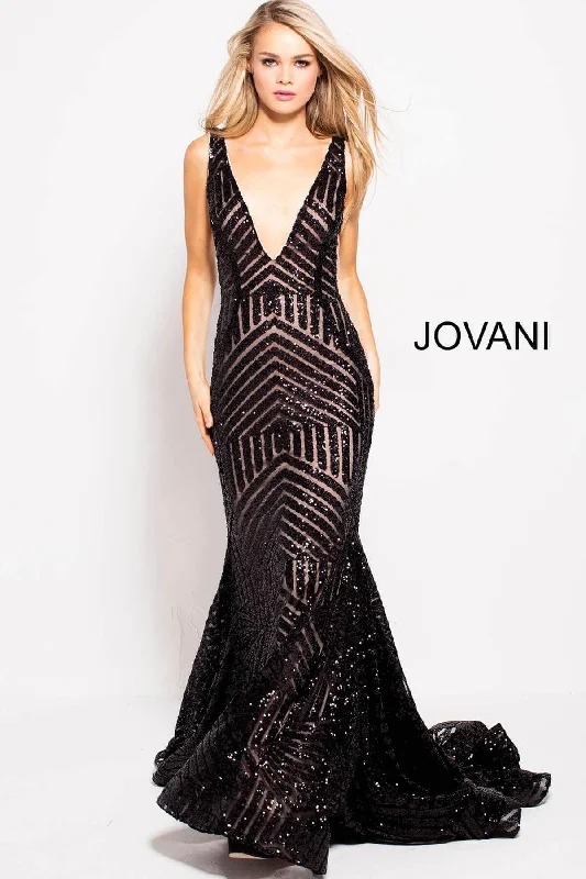 Women's Clothing Sale Online Jovani - Sequined Plunging Gown 59762SC