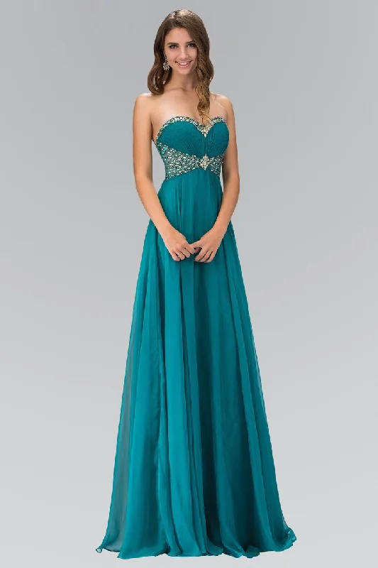 High End Fashion Elizabeth K - GL1075 Lavish Jeweled Strapless Chiffon Gown