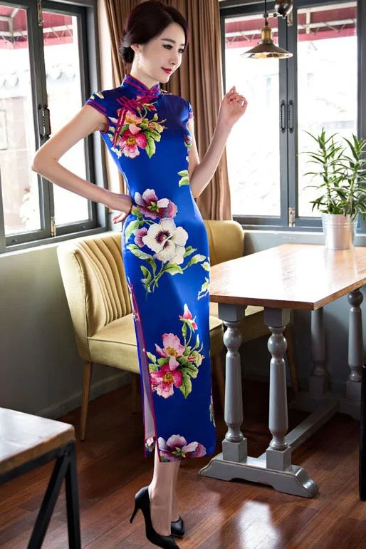 Limited Stock, Big Sale Floral Print Long Qipao Dress