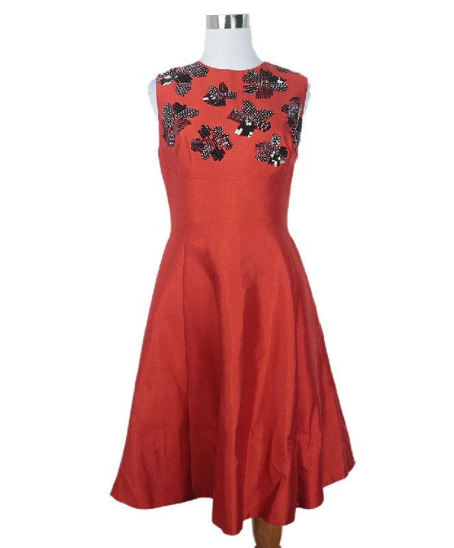 Trendy Street Style Attire Lela Rose Red Beaded Dress sz 4