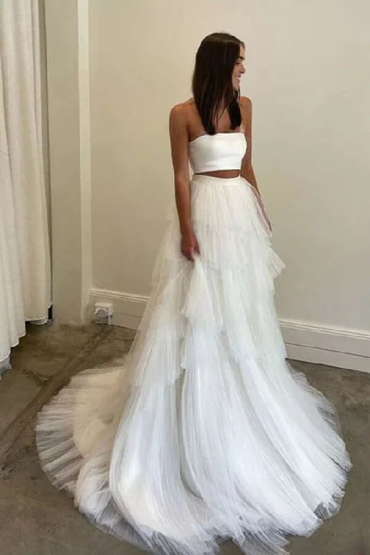 Chic Casual Wardrobe Essentials Roycebridal Simple Two Piece Wedding Dress With Layered Tulle Skirt, Bridal Gown, MW1005 Chic Casual Wardrobe Essentials Roycebridal Simple Two Piece Wedding Dress With Layered Tulle Skirt, Bridal Gown, MW1005