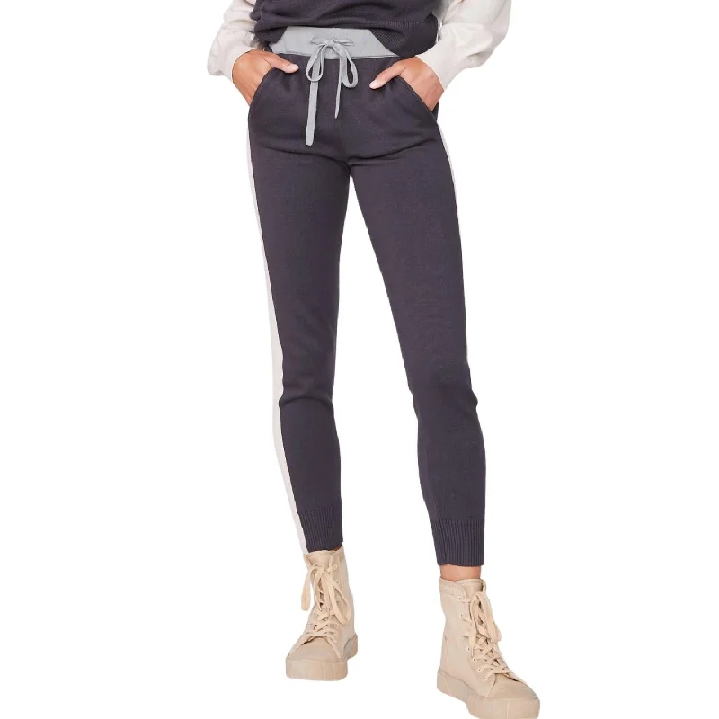 Latest Fashion Knit Colorblock Jogger In Faded Black/bone/Grey