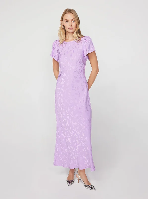 Women's Urban Fashion Marie Lilac Tulip Jacquard Maxi Dress