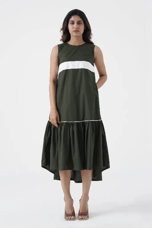 Seasonal Sale Eurythmic - White patti on chest dress - Green