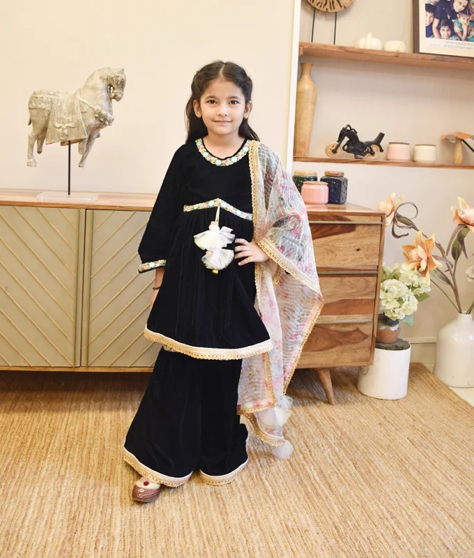 Stylish Statements Pre-Order - Blue Kurti with Plazo Pant  for Girls