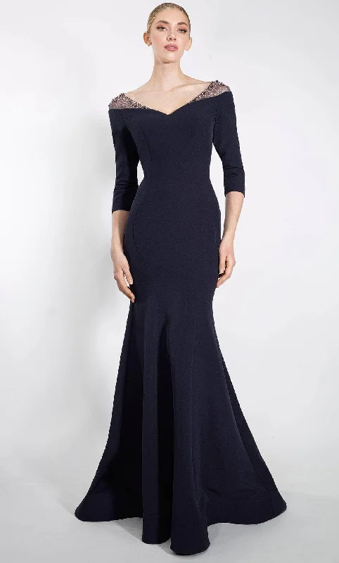 Sophisticated Women’s Fashion Janique 23105 - Beaded Illusion Accent Evening Gown