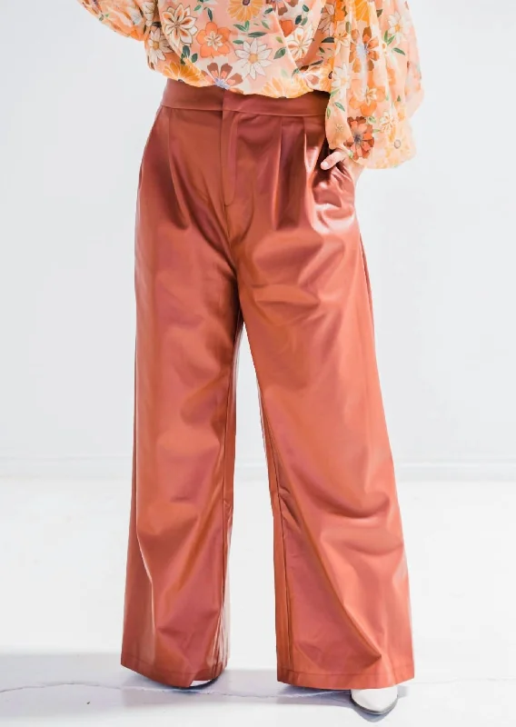 Versatile Wardrobe Essentials Made For Mocha Leather Pant In Brown