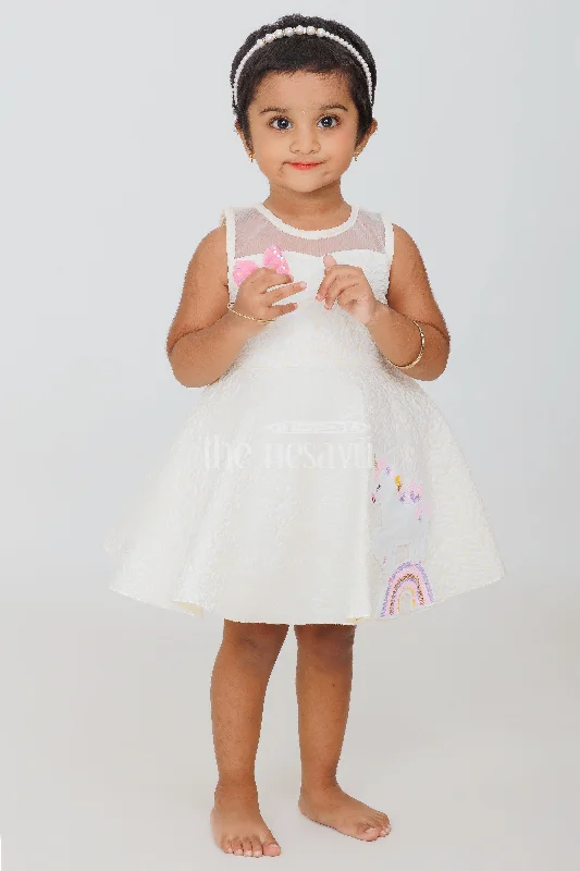 Trendy Online Boutiques Girls Yellow Party Frock with Unicorn Appliqué and Pink Bow for Playdates and Special Events Trendy Online Boutiques Girls Yellow Party Frock with Unicorn Appliqué and Pink Bow for Playdates and Special Events